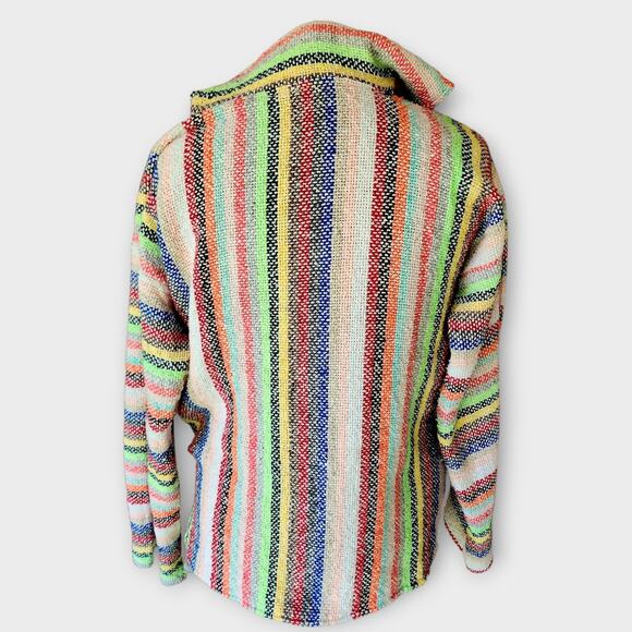 Artisan Baja Hoodie Womens L Jerga "Drug Rug" Pullover Multi-Colored Striped - Picture 3 of 6